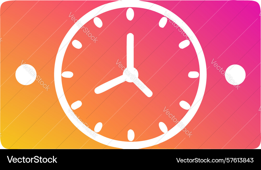 Bold rectangular clock icon with gradient vector image