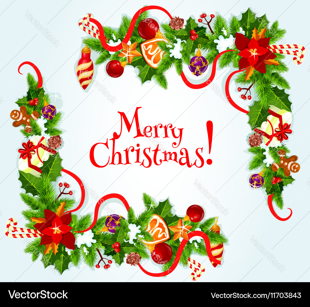 Festive Christmas Wreath Poster Vector Image