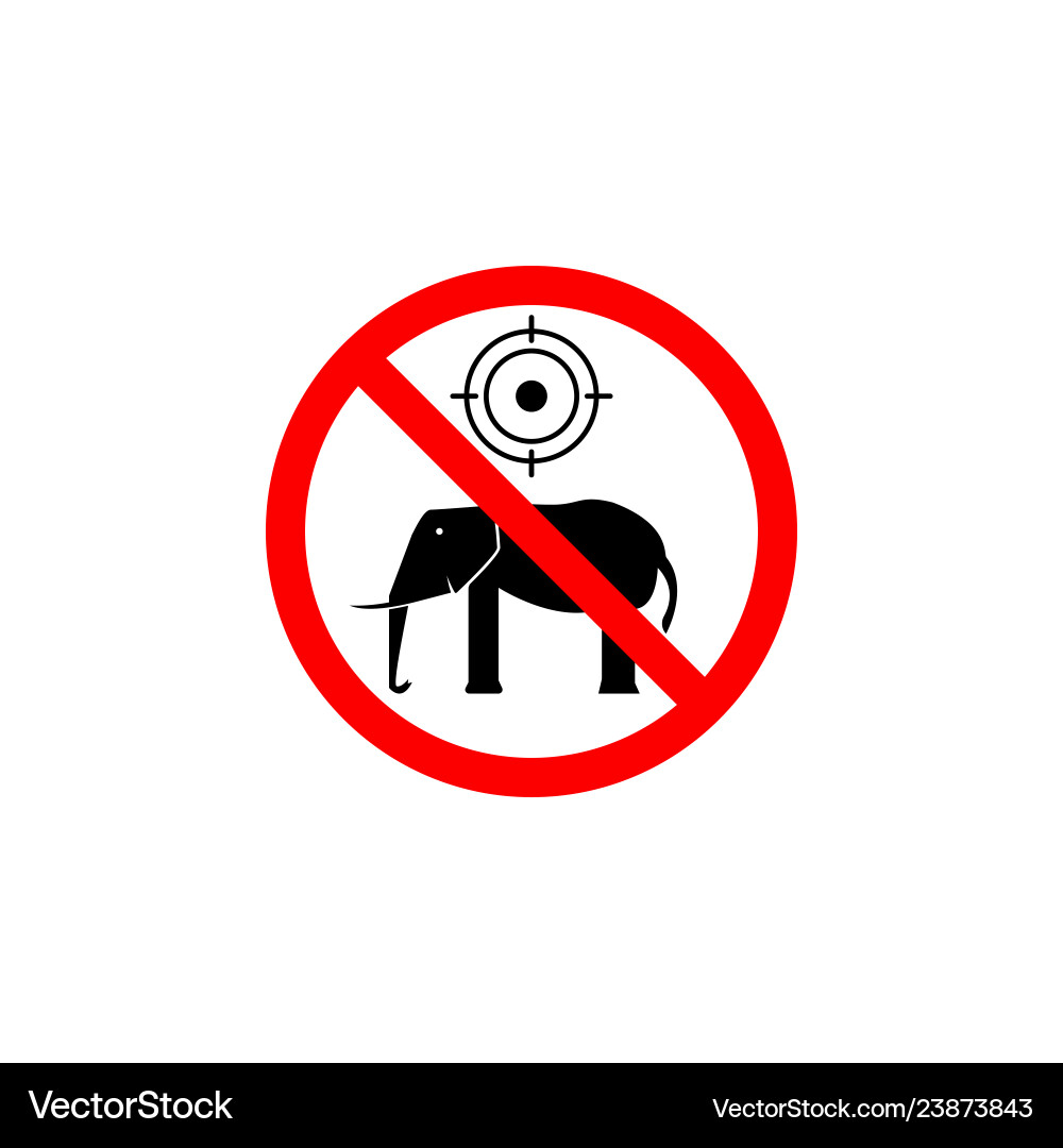 Forbidden hunting elephant icon on white Forbidden hunting elephant icon on white vector image