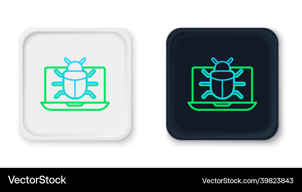Line system bug on monitor icon isolated white Line system bug on monitor icon isolated white vector image