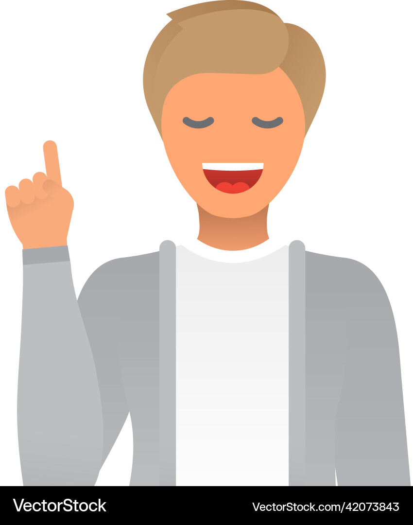 Man pointing up with finger icon isolated Vector Image