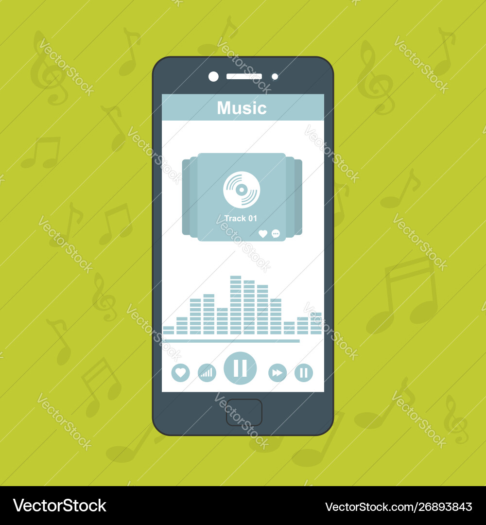 Media player application app template with flat Media player application app template with flat vector image