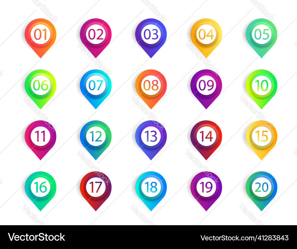 Numbered Step Icons - Gradient Pointers vector image