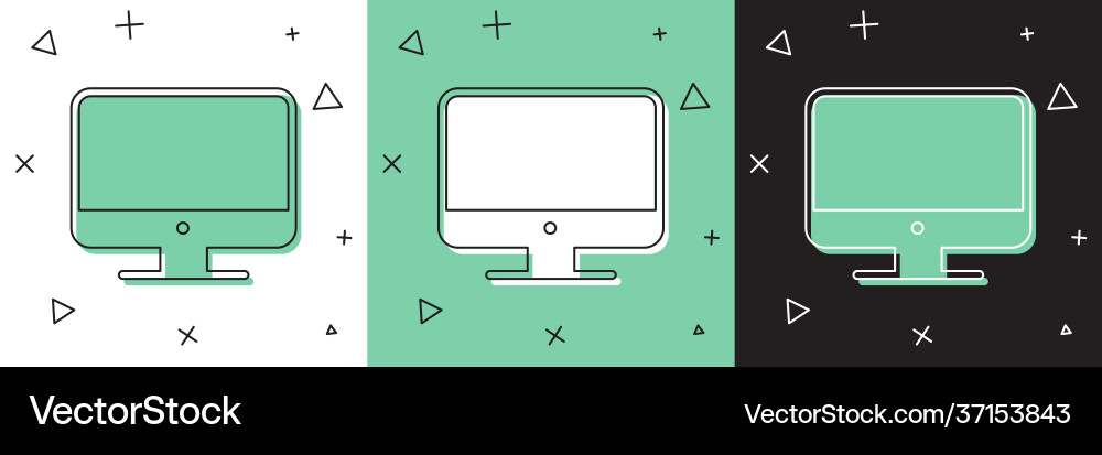 Set computer monitor screen icon isolated on white Vector Image
