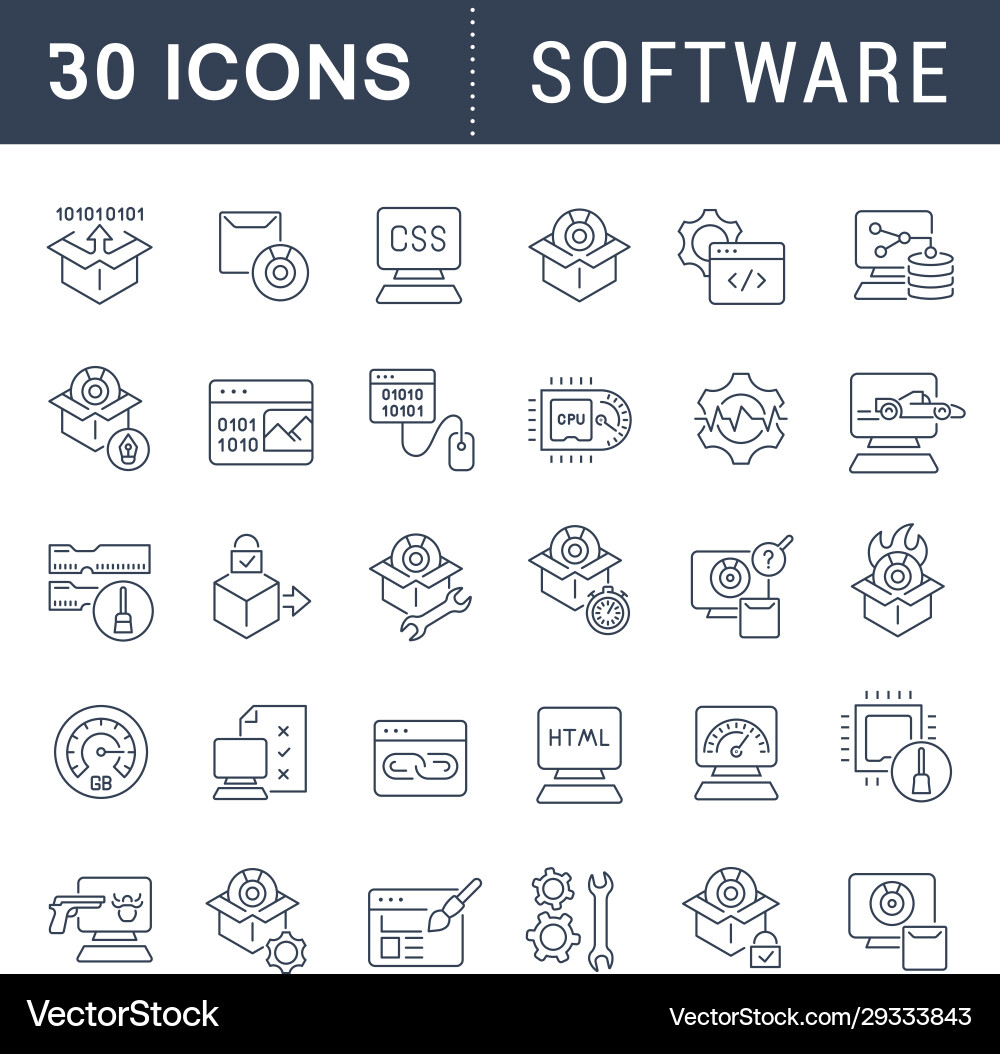 Set line icons software Set line icons software vector image
