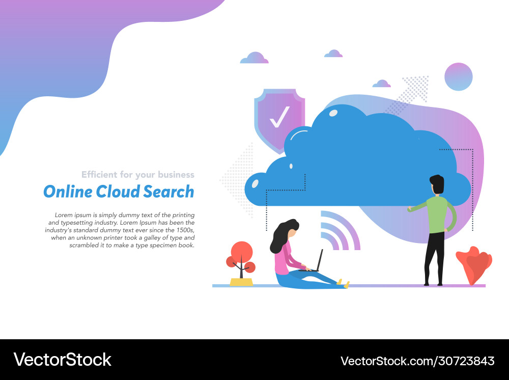 Web header template cloud search in flat vector image