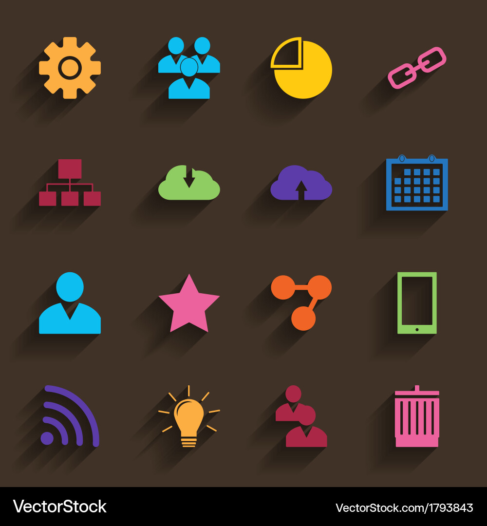 Web icons set in flat design vector image