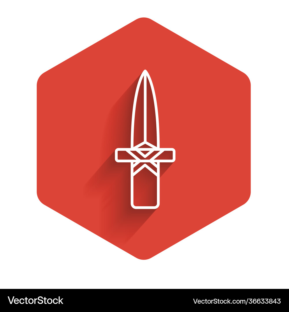 White line dagger icon isolated with long shadow White line dagger icon isolated with long shadow vector image