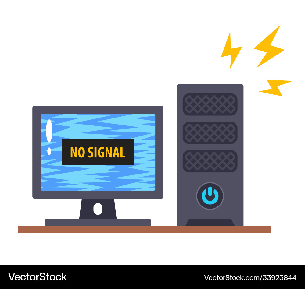 Broken old computer does not work and sparks vector image