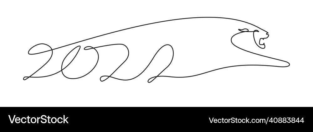 Continuous one line drawing of a 2022 and tigr Continuous one line drawing of a 2022 and tigr vector image