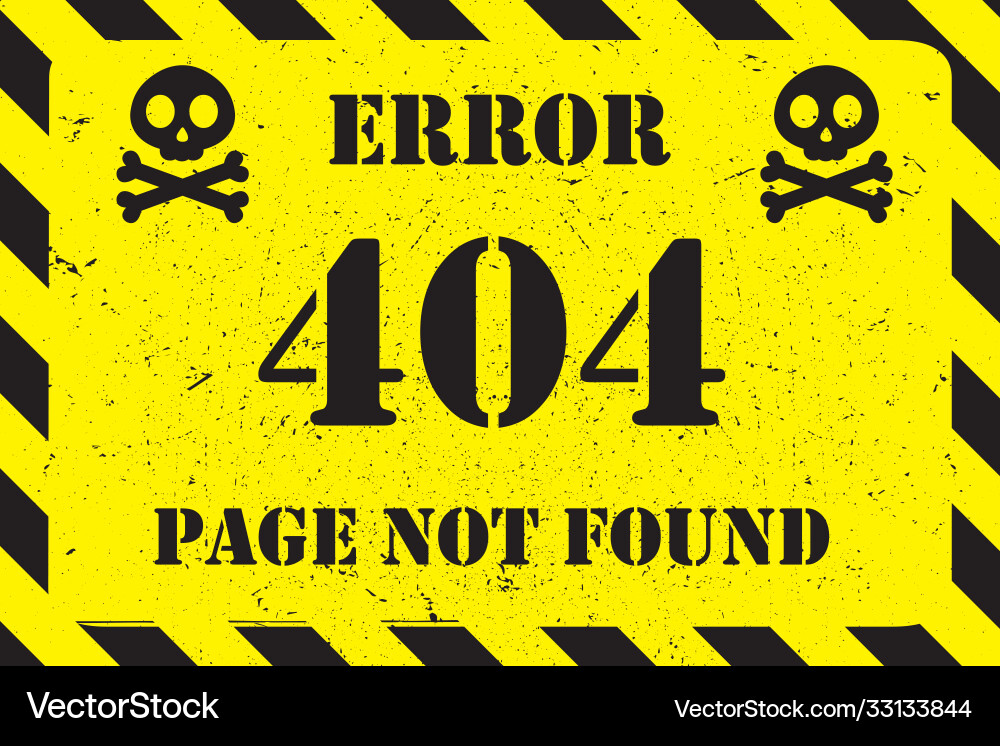 Error 404 page not found background templateskull Error 404 page not found background templateskull vector image