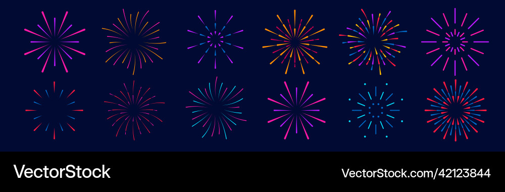 Fireworks or salute for xmas birthday flat style Fireworks or salute for xmas birthday flat style vector image