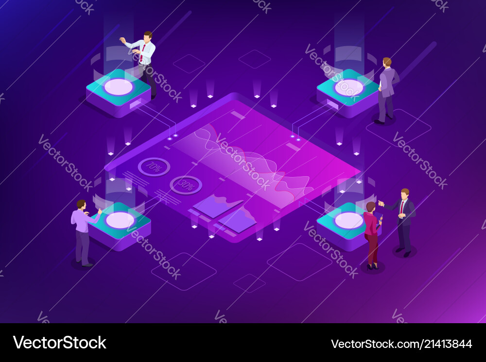 Isometric big data network visualization advanced Isometric big data network visualization advanced vector image