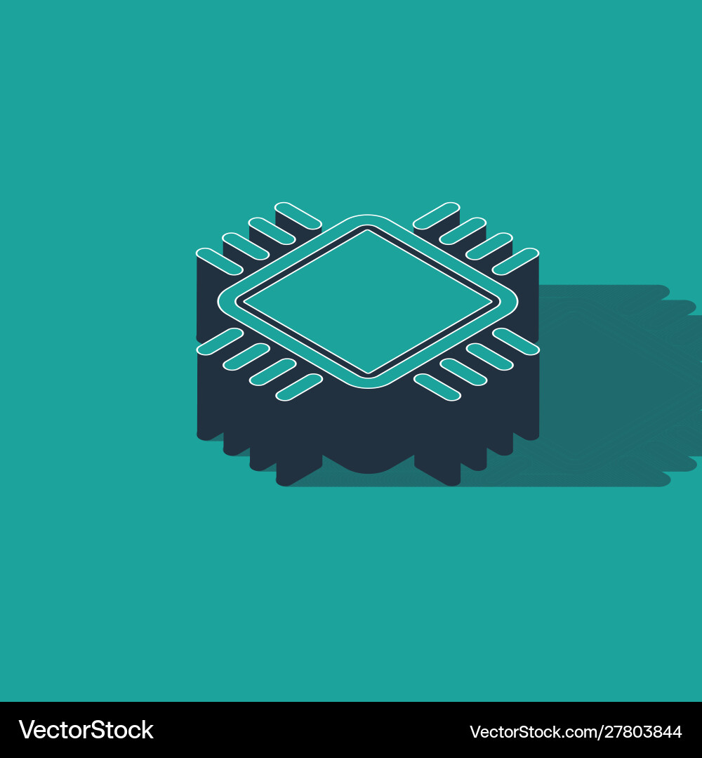Isometric computer processor with microcircuits vector image