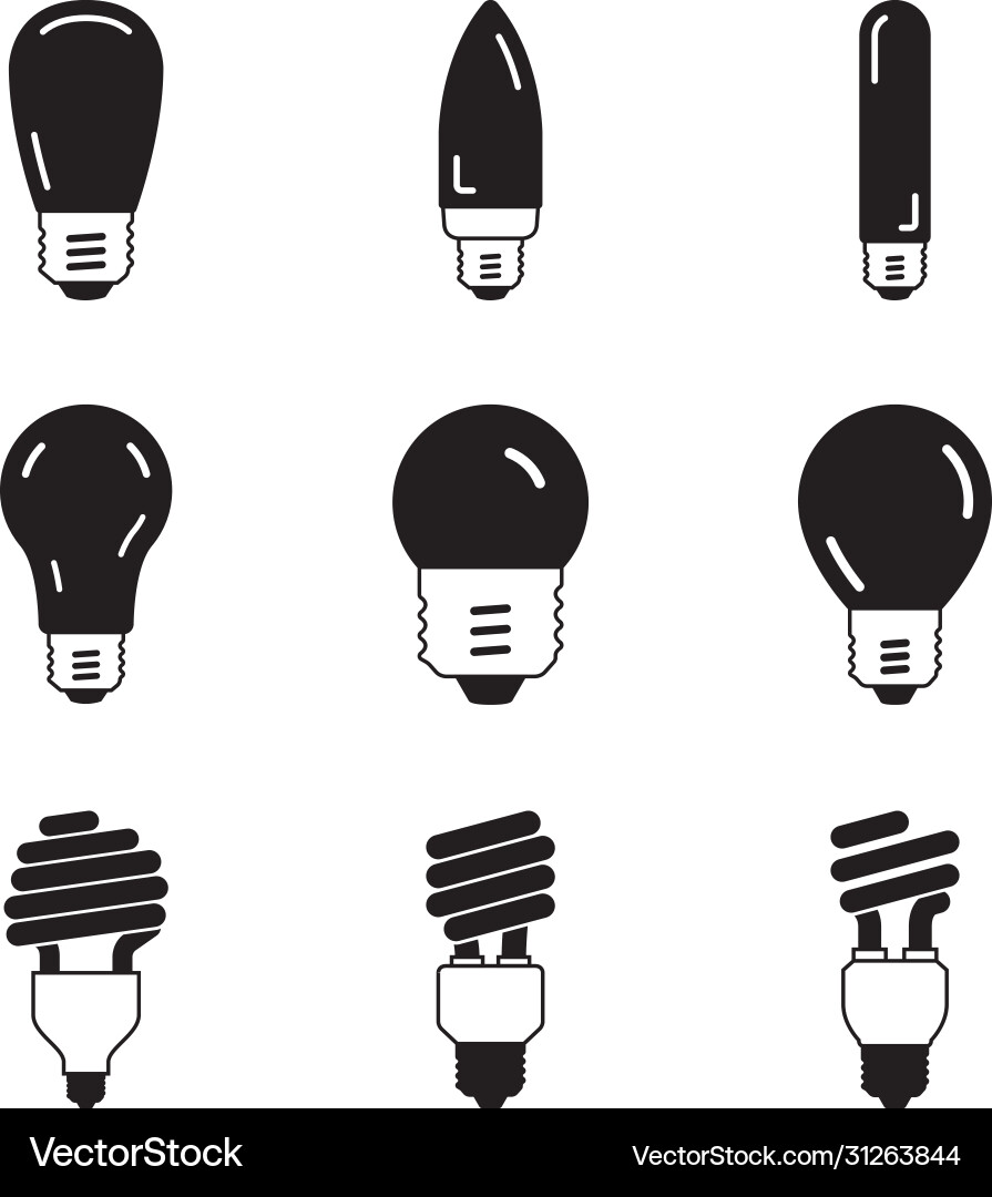 Lightbulb icon set on white background Lightbulb icon set on white background vector image