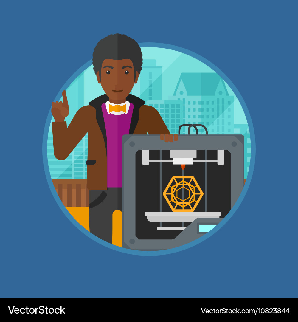Man with three d printer vector image