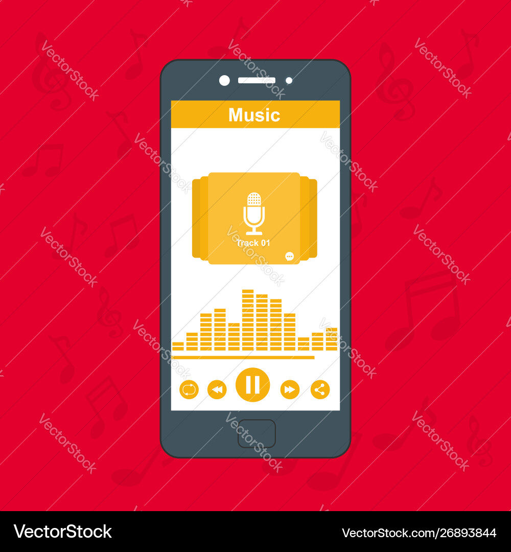 Media player application app template with flat Media player application app template with flat vector image