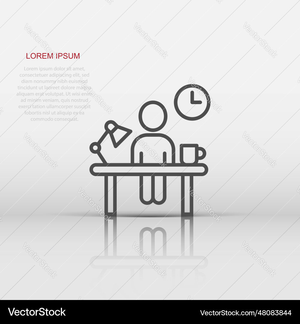 People with table lamp and clock icon in flat People with table lamp and clock icon in flat vector image