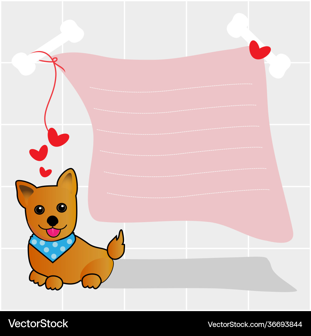 Pet dog with heart and text box Vector Image