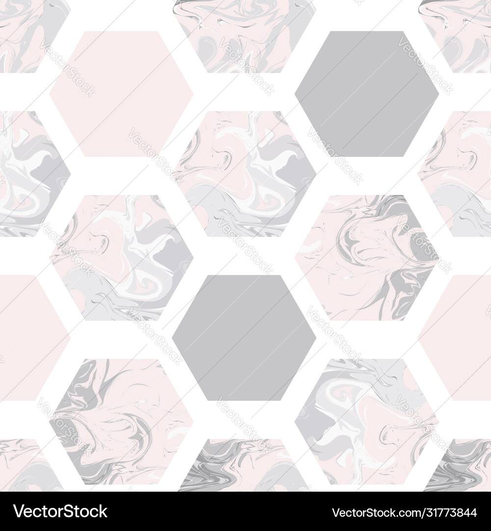 Seamless pattern with marble hexagons vector image