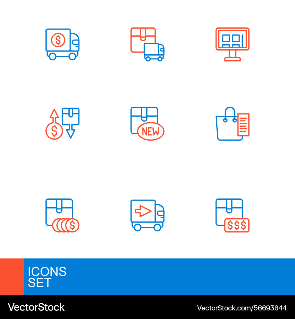 Set line item price tag with dollar delivery Set line item price tag with dollar delivery vector image