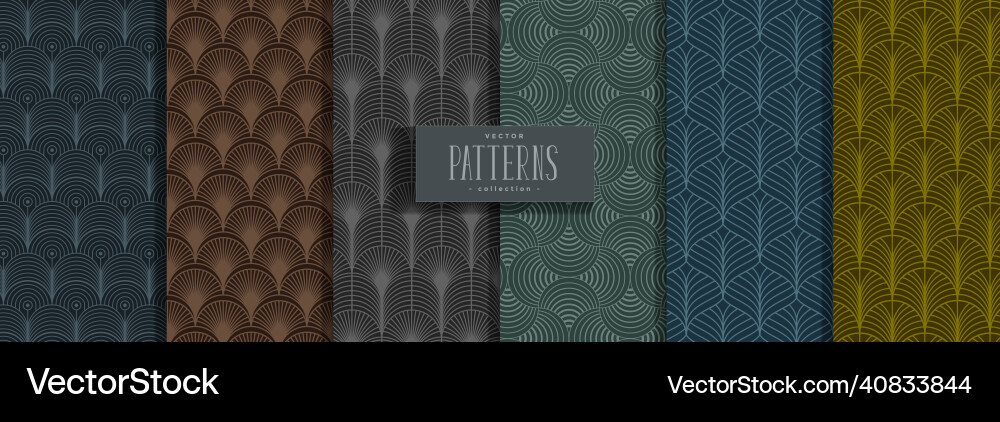 Set of geometric seamless pattern circle design vector image