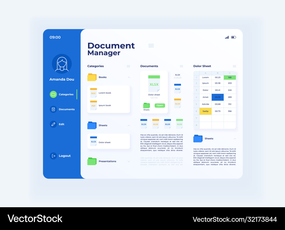 Share document tablet interface template Share document tablet interface template Vector Image