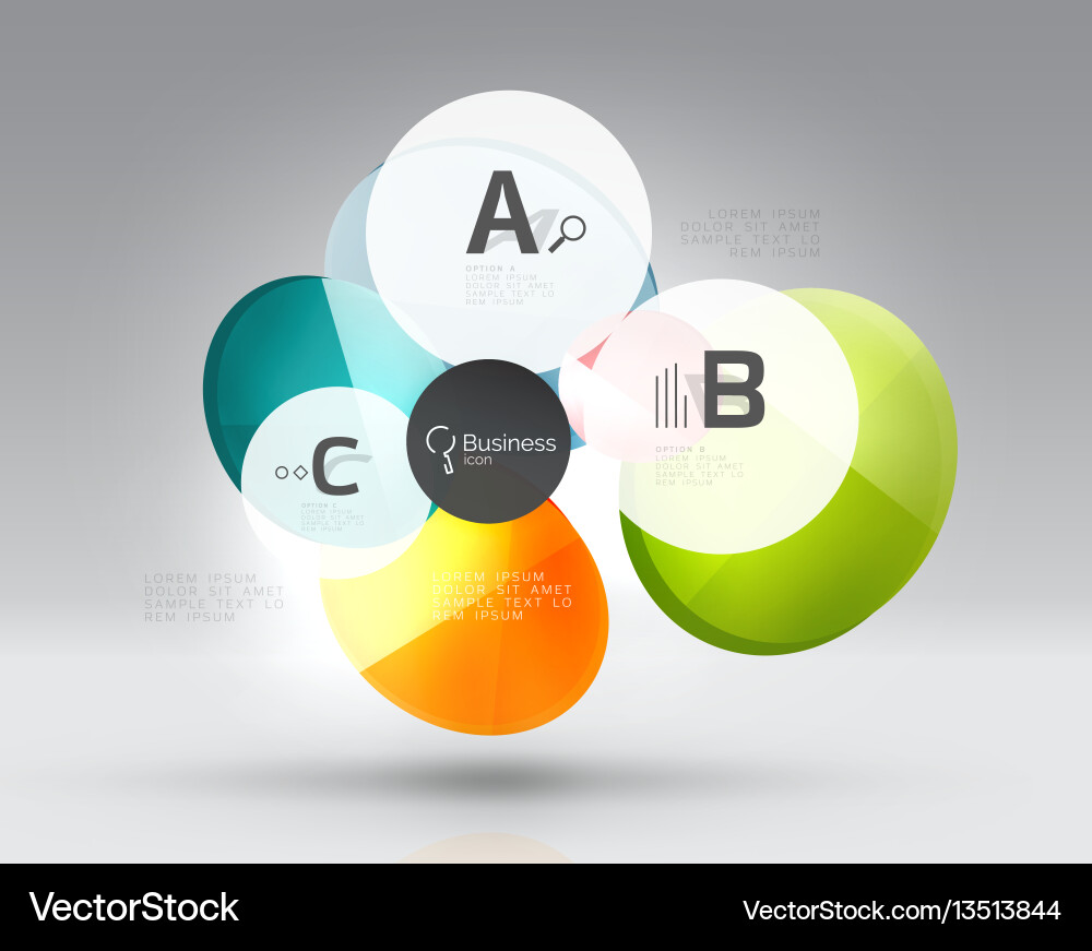 Shiny circles with text in 3d space Shiny circles with text in 3d space Vector Image