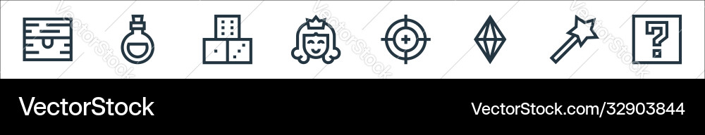 Video game elements line icons linear set quality Video game elements line icons linear set quality vector image