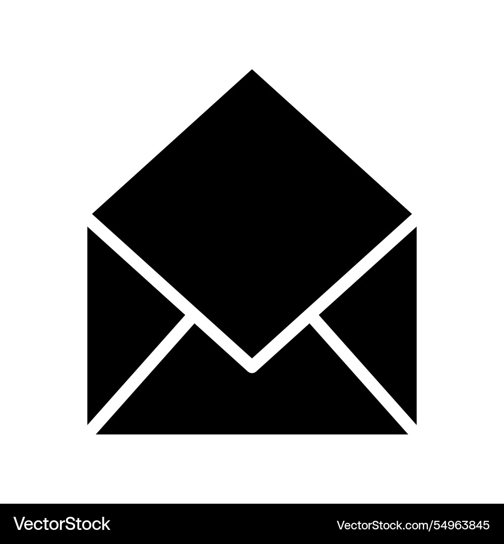 Black open empty email icon mail envelope Black open empty email icon mail envelope vector image