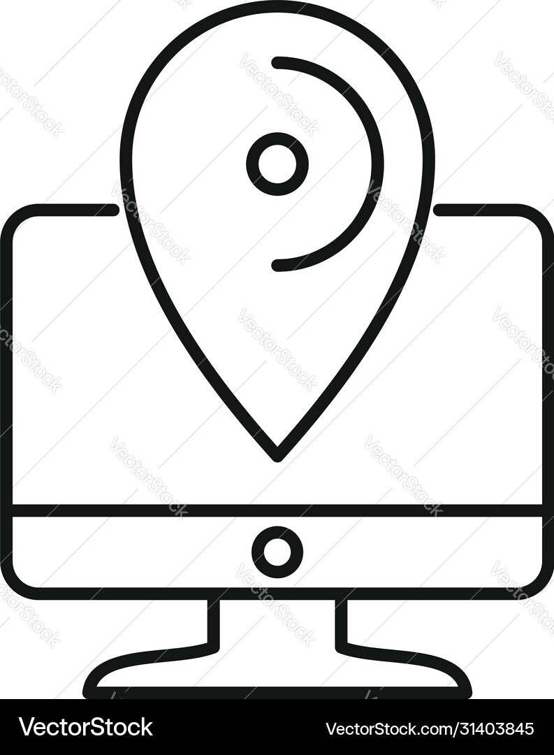 Business computer location icon outline style Vector Image