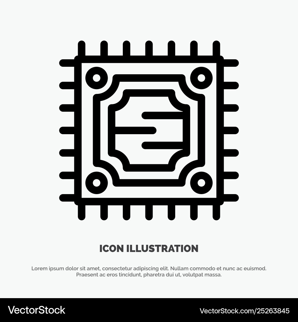 Cpu microchip processor line icon Cpu microchip processor line icon vector image