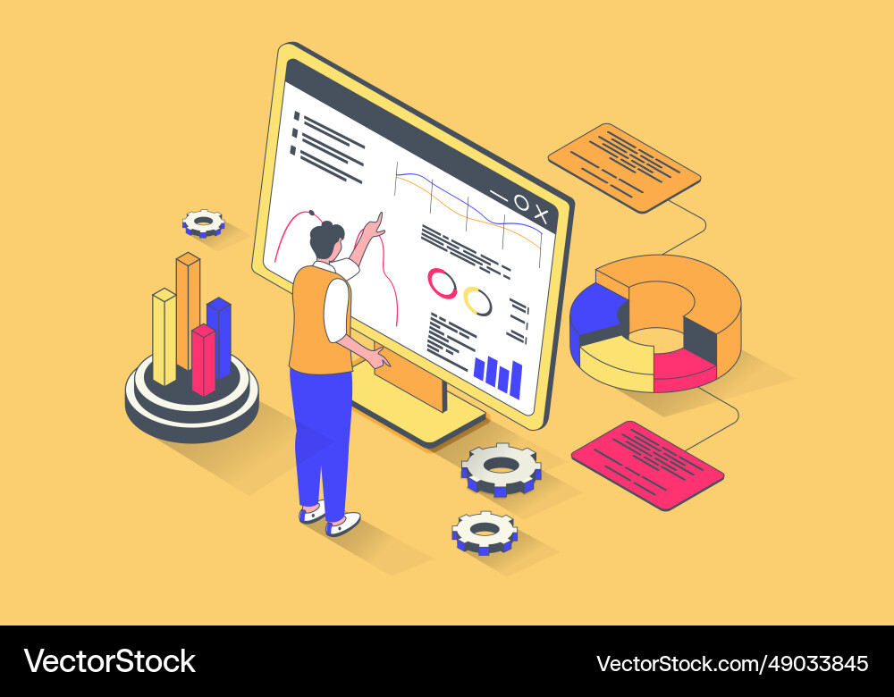 Data analysis concept in 3d isometric design Data analysis concept in 3d isometric design vector image