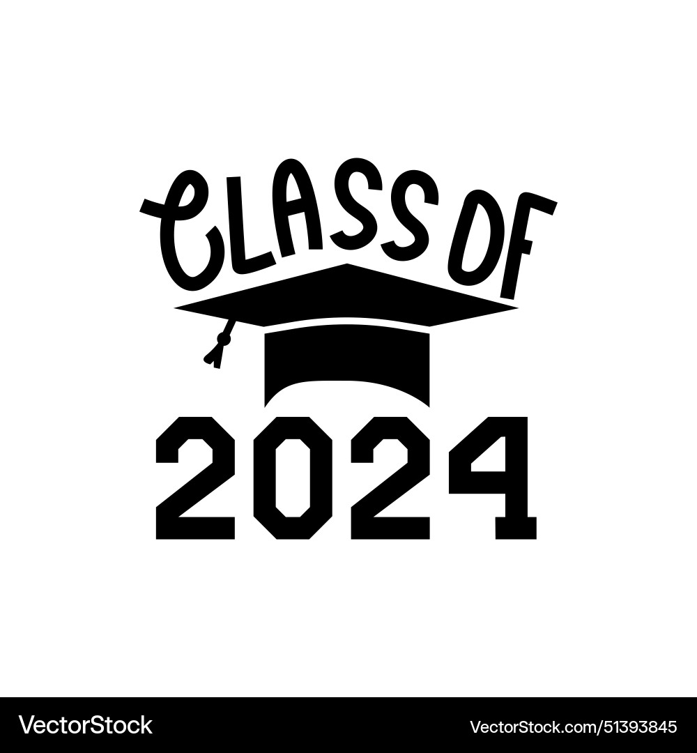 Flat class of 2024 lettering text design template vector image