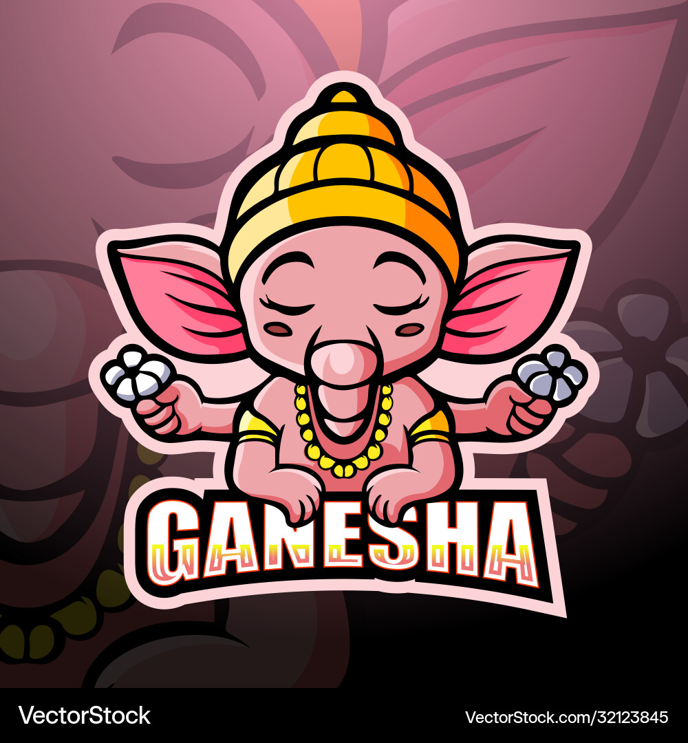 Ganesha mascot esport logo design vector image