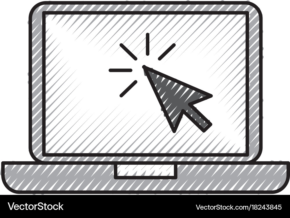 Laptop technology arrow cursor point select vector image
