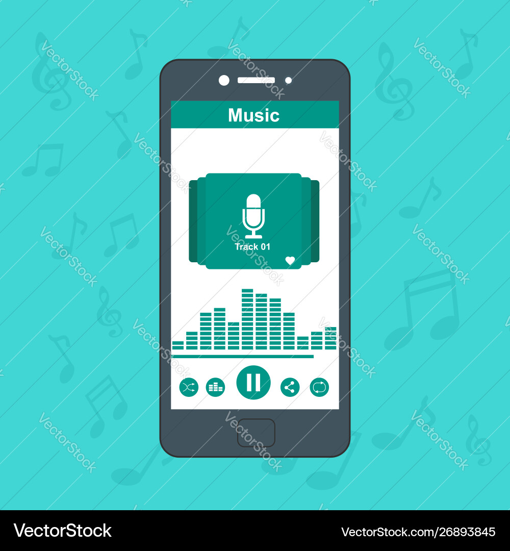 Media player application app template with flat Media player application app template with flat vector image