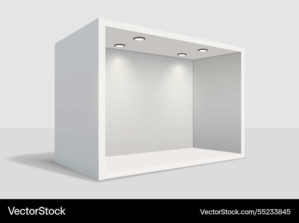 Minimalistic display box with ceiling spotlights Vector Image