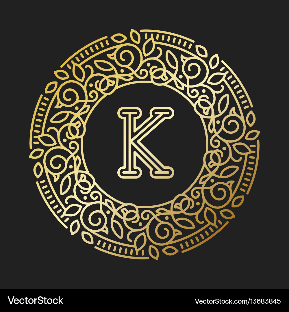 Monogram k bage logo text Monogram k bage logo text vector image