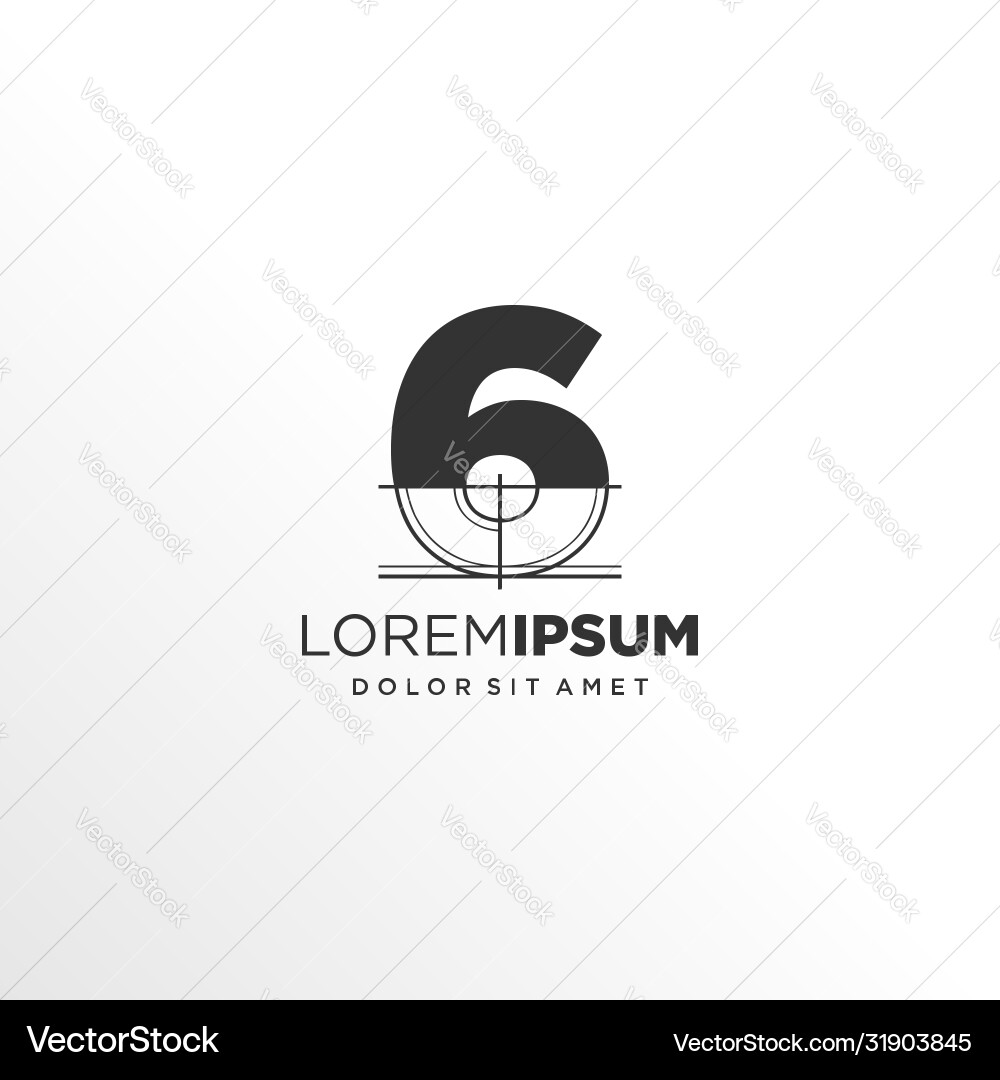 Number 6 logo design with architecture element Number 6 logo design with architecture element vector image