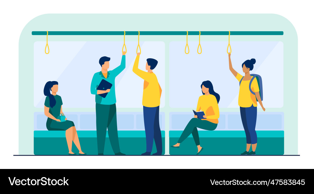 Passengers in metro wagon flat Passengers in metro wagon flat Vector Image