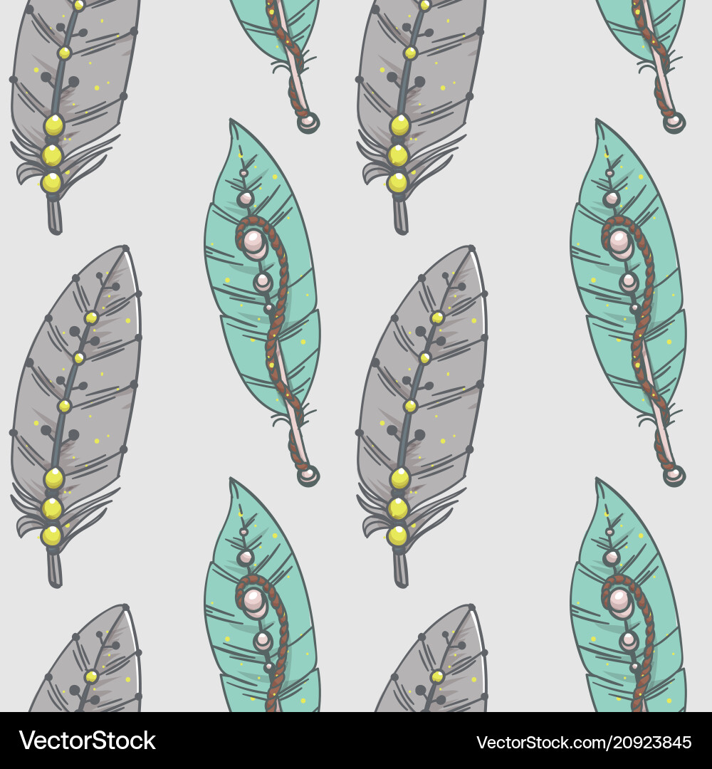 Seamless pattern with decorative feathers Seamless pattern with decorative feathers vector image