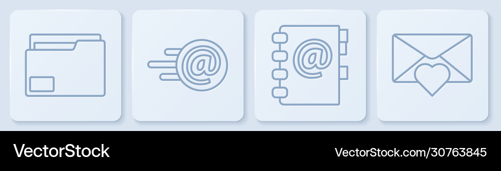 Set line document folder address book mail Set line document folder address book mail vector image