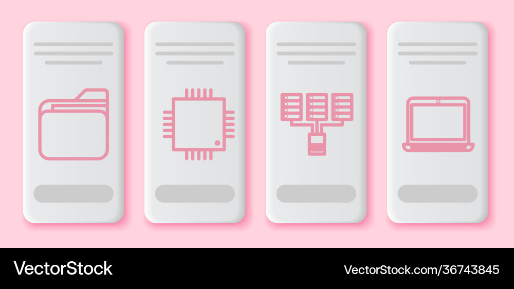 Set line document folder processor Set line document folder processor vector image