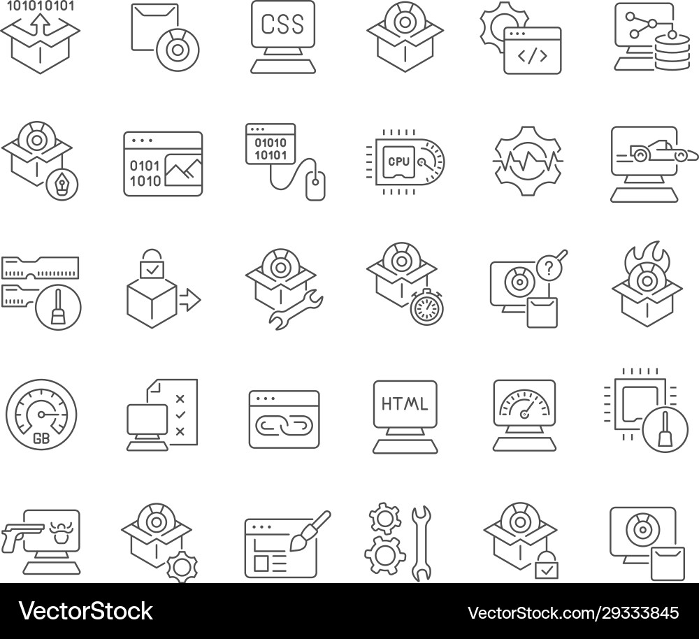 Set line icons software Set line icons software vector image