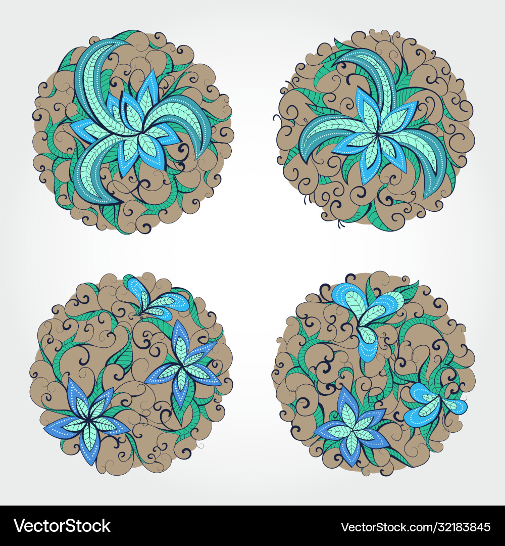 Set round patterns with floral elements Set round patterns with floral elements vector image