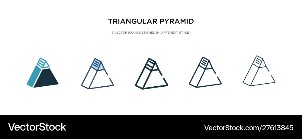 Triangular pyramid icon in different style two Triangular pyramid icon in different style two vector image