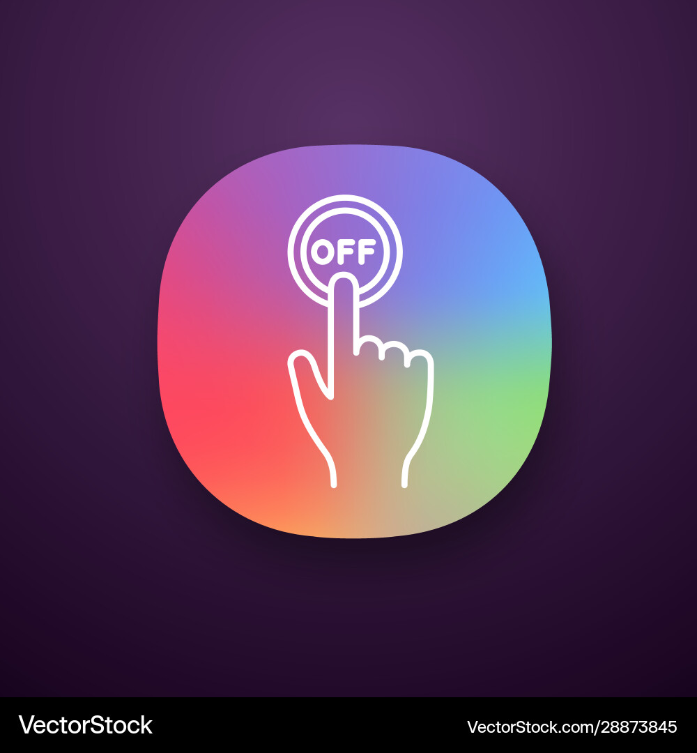 Turn off button click app icon Turn off button click app icon Vector Image
