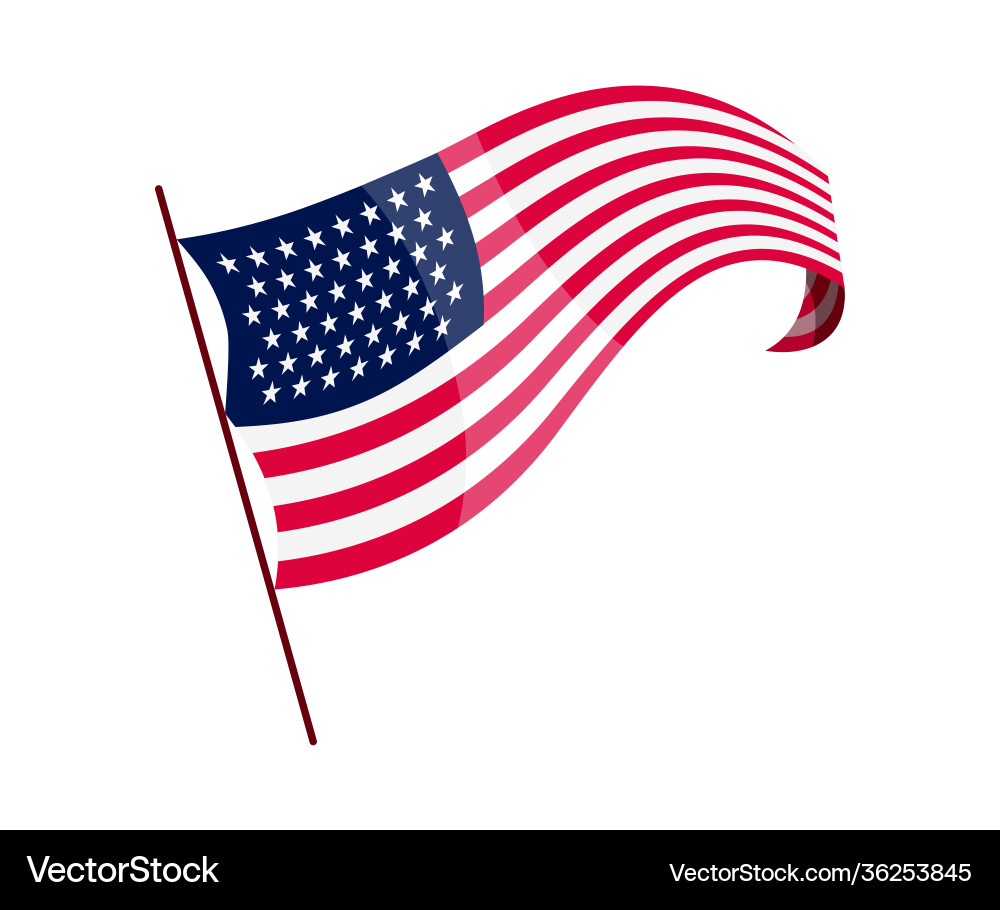 Waving flag american on white background Waving flag american on white background vector image