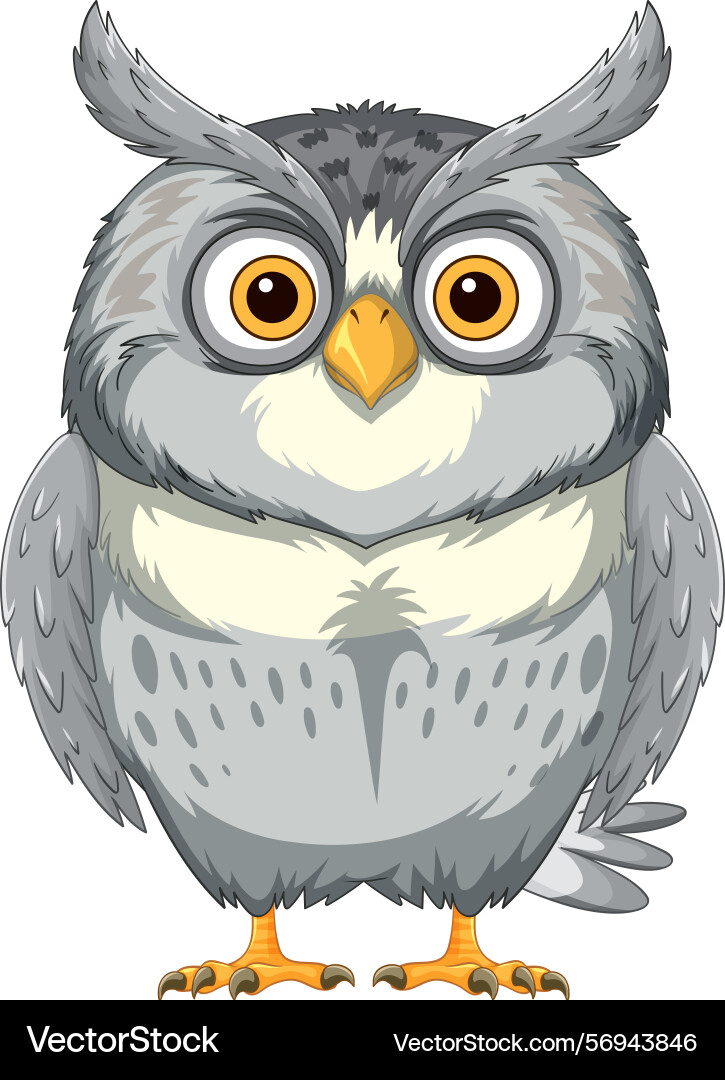 Cartoon owl with detailed feathers and bright eyes Vector Image